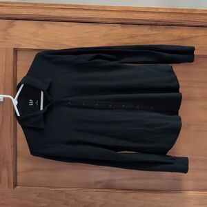 Women's GAP Classic Black Button-Up Knit Shirt, Small